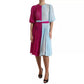 Light Blue Silk Two Tone Midi Dress
