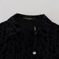 Cotton Black Leopard Long Sleeve Denim Jacket