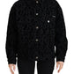 Cotton Black Leopard Long Sleeve Denim Jacket