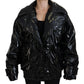Polyester Black Shiny Blazer Women Jacket