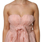Pink Silk Chiffon A-line Pleated Midi Dress