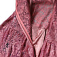 Pink Floral Lace Long Sleeve Midi Dress