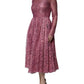 Pink Floral Lace Long Sleeve Midi Dress