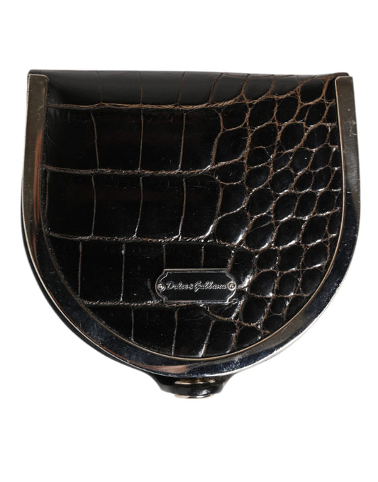Black Polished Crocodile Leather Mens Coin Purse Wallet