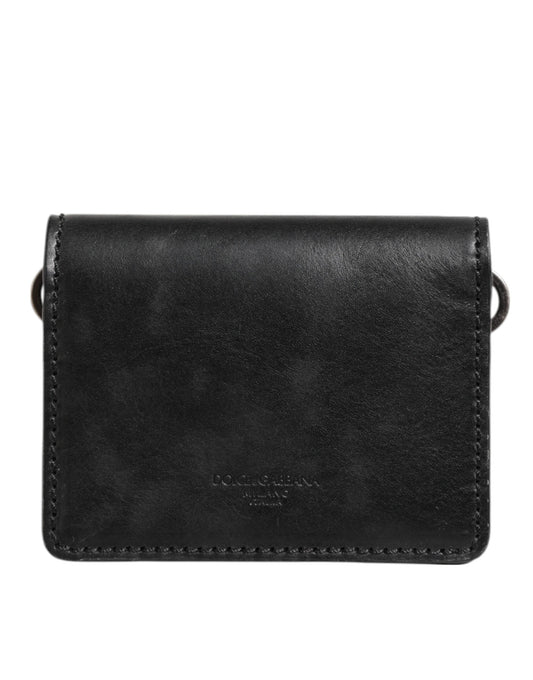 Black Leather Bifold Card Holder Mens Coin Purse Key Clip Wallet