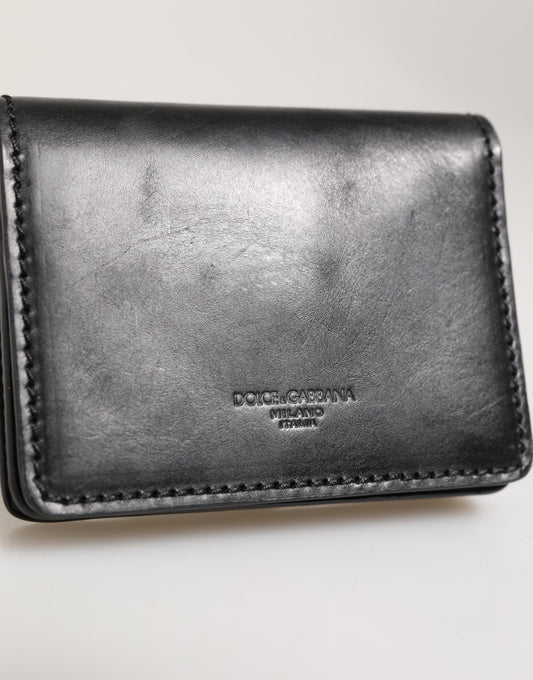 Black Leather Bifold Card Holder Mens Coin Purse Key Clip Wallet