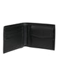 Black Leather Plaque Logo Bifold Men Card Holder Wallet
