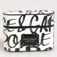 Black White Leather Monogram Print Logo Holder Airpods Case