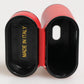 Red White Calfskin Leather Logo Flip Holder Airpods Case