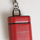 Red White Calfskin Leather Logo Flip Holder Airpods Case