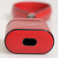 Red White Calfskin Leather Logo Flip Holder Airpods Case