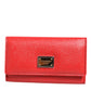 Red Leather Silver Metal Logo Plaque Trifold  Key Holder
