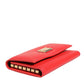 Red Leather Silver Metal Logo Plaque Trifold  Key Holder