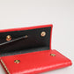 Red Leather Silver Metal Logo Plaque Trifold  Key Holder