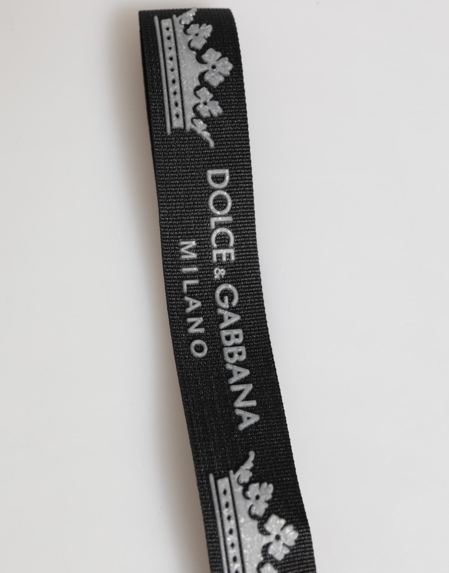 Black Silver Nylon DG Crown Men's Holder Keychain Keyring