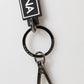 Black White DG Rubber Logo Silver Men's Holder Keyring