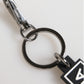 Black White DG Rubber Logo Silver Men's Holder Keyring