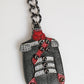 Black Red Military Leather Patch DG Logo Keychain Keyring