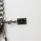 Black Red Military Leather Patch DG Logo Keychain Keyring