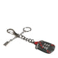 Black Red Military Leather Patch DG Logo Keychain Keyring