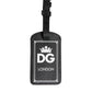 Black Textured Leather DG Logo Travel Luggage Tag Keyring