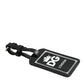 Black Textured Leather DG Logo Travel Luggage Tag Keyring