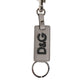 Gray Leather Logo Metal Ring Keychain Holder Keyring