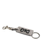 Gray Leather Logo Metal Ring Keychain Holder Keyring