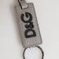 Gray Leather Logo Metal Ring Keychain Holder Keyring