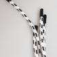 Black White Polyester Tape String DG Logo Keychain Keyring
