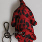 Red Black Polyester Animal Silhouette Bag Keychain Keyring