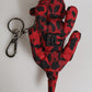 Red Black Polyester Animal Silhouette Bag Keychain Keyring