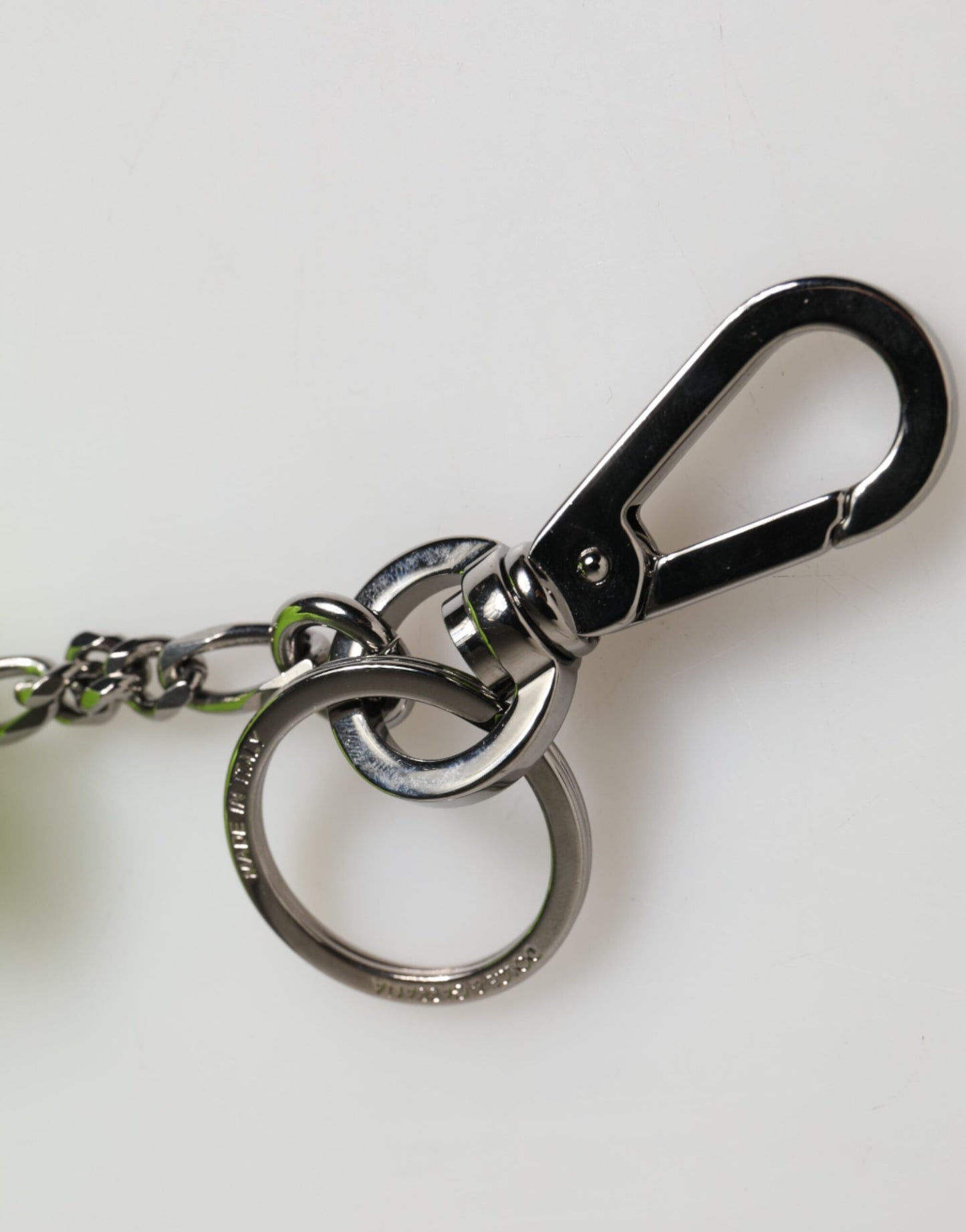 Neon Green Bear Embroidered Logo Men Keychain Clasp  Keyring