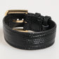 Black Embossed Leather Gold Buckle Belt Strap Bracelet