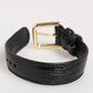 Black Embossed Leather Gold Buckle Belt Strap Bracelet