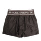 Brown Polyester Logo Elastic Waistband Swimwear