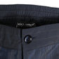 Navy Blue Polyester Pinstripe Men Shorts Swimwear