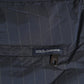Navy Blue Polyester Pinstripe Men Shorts Swimwear