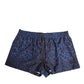 Blue Leopard Print Polyester Elastic Waistband Swimwear