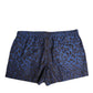 Blue Leopard Print Polyester Elastic Waistband Swimwear