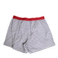 White Striped Cotton Red Waistband Shorts Swimwear
