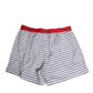 White Striped Cotton Red Waistband Shorts Swimwear