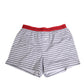 White Striped Cotton Red Waistband Shorts Swimwear