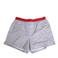 White Striped Cotton Red Waistband Shorts Swimwear