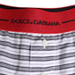 White Striped Cotton Red Waistband Shorts Swimwear