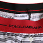 White Striped Cotton Red Waistband Shorts Swimwear