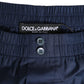 Navy Blue Cotton Elastic Waistband Button Swimwear