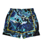 Blue Marble Print Logo Men Boxer Short Swimwear