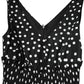 Black White Cotton Polka Dot Print V Neck Dress