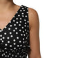 Black White Cotton Polka Dot Print V Neck Dress